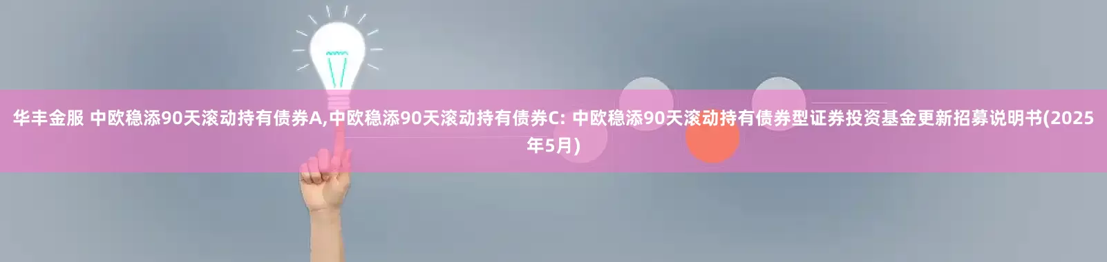 华丰金服 中欧稳添90天滚动持有债券A,中欧稳添90天滚动持有债券C: 中欧稳添90天滚动持有债券型证券投资基金更新招募说明书(2025年5月)