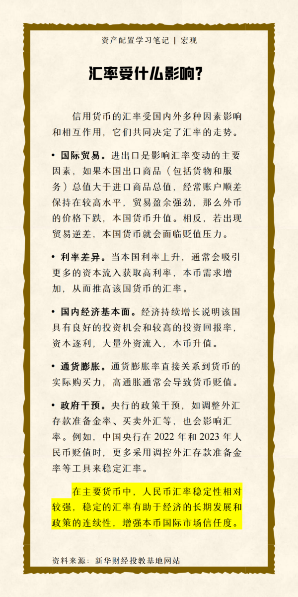 寻钱网 私人财富｜资产配置学习笔记——汇率受什么影响？