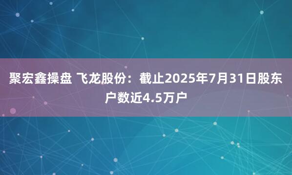 聚宏鑫操盘 飞龙股份：截止2025年7月31日股东户数近4.5万户